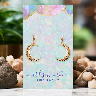 Opal edelsteen pastel iriserende sieraden display visitekaartje
