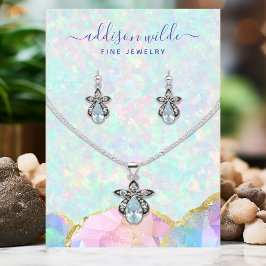 Opal Edelsteen Pastel Ketting Oorbel Displaykaart Visitekaartje