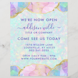 Opal Edelsteen Pastel Moderne Zakelijke Openingsfo Flyer
