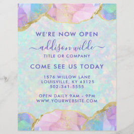 Opal Edelsteen Pastel Moderne Zakelijke Openingsfo Flyer