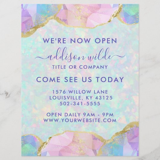 Opal Edelsteen Pastel Moderne Zakelijke Openingsfo Flyer (Voorkant)