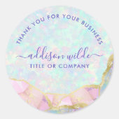 Opal edelsteen pastel zakelijke bedankje ronde sticker (Voorkant)
