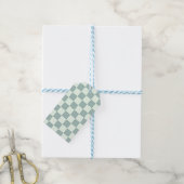 Opal en Honeydew Checkerboard Cadeaulabel (Met Touw)