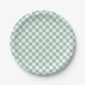 Opal en Honeydew Checkerboard Papieren Bordje (Voorkant)