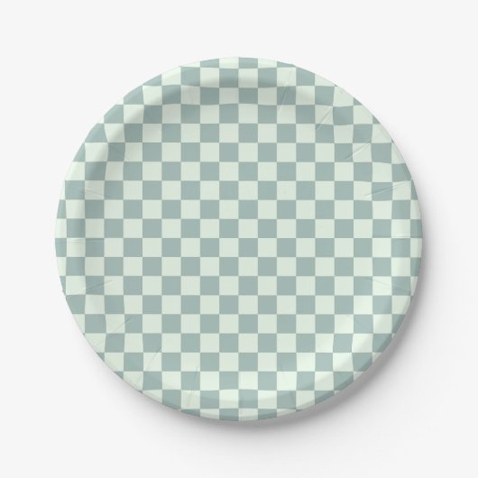 Opal en Honeydew Checkerboard Papieren Bordje (Voorkant)