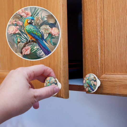 Opal Essence Parrot Keramische Knop