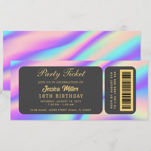 Opal Feest Ticket Uitnodiging (Voorkant / Achterkant)