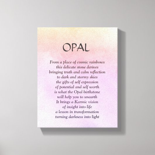 Opal geboortesteen - Oktober gedicht kunst canvas Afdruk (Voorkant)