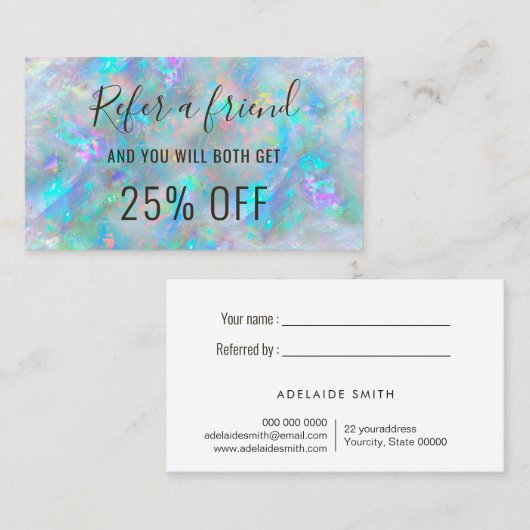 Opal geïnspireerd doorverwijzing visitekaartje (Voorkant / Achterkant)