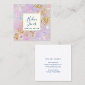 opal geïnspireerd faux chunky glitter - details vierkante visitekaartje (Voorkant / Achterkant)