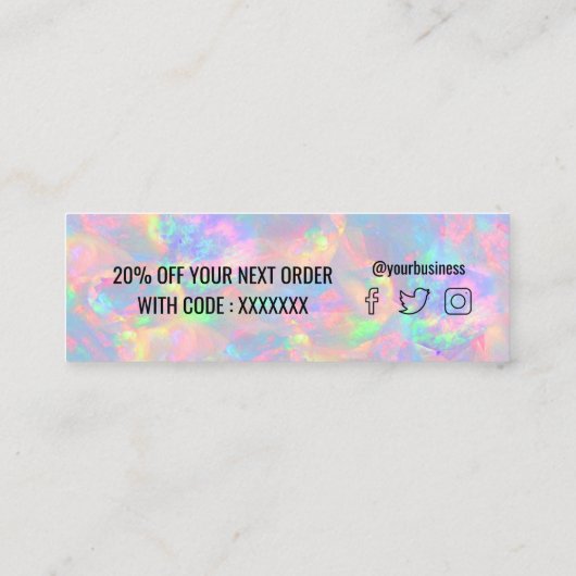 opal gem Dank u mini visitekaartje (Achterkant)