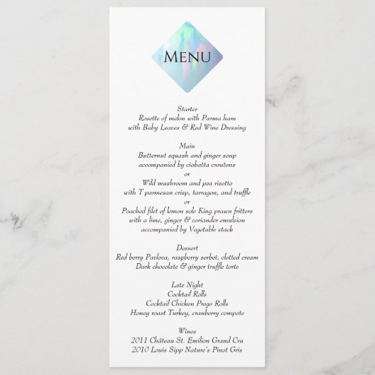 Opal Gemstone Elegant Modern Menu (Voorkant)