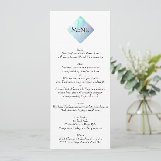 Opal Gemstone Elegant Modern Menu (Staand voorkant)