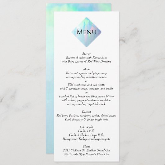 Opal Gemstone Elegant Modern Menu (Voorkant / Achterkant)