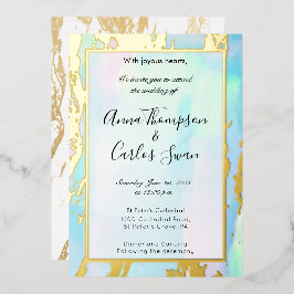 Opal Gemstone elegant modern met gouden details Folie Uitnodiging