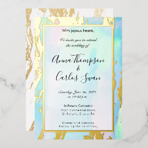Opal Gemstone elegant modern met gouden details Folie Uitnodiging