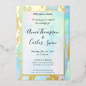 Opal Gemstone elegant modern met gouden details Folie Uitnodiging (Voorkant)