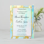 Opal Gemstone elegant modern met gouden details Folie Uitnodiging (Staand Voorkant)