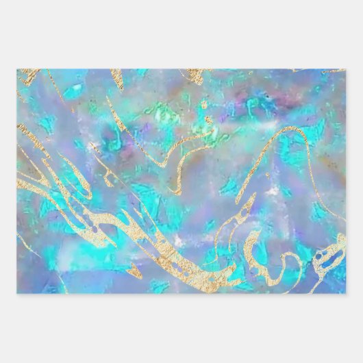 opal gemstone geïnspireerd inpakpapier vel (Voorkant)