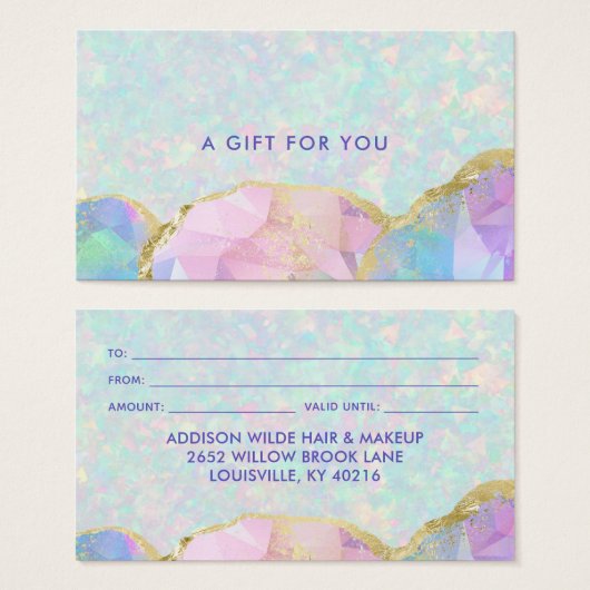 Opal Gemstone Pastel Business Gift Kaart (Voorkant /achterkant)