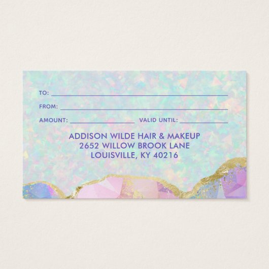 Opal Gemstone Pastel Business Gift Kaart (Achterkant)