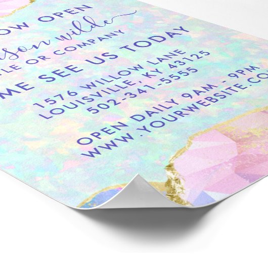 Opal Gemstone Pastel Business Opening Poster (Hoek)