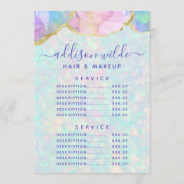 Opal Gemstone Pastel Business Price List Menu