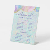 Opal Gemstone Pastel Business Price List Menu Reclamebord Met Voetstuk (Voorkant)