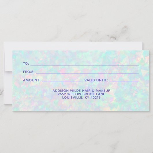 Opal Gemstone Pastel Iridescent Cadeft Certificate (Achterkant)