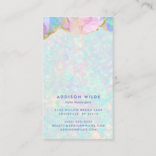 Opal Gemstone pastel Iridescent Jewelry Display Visitekaartje (Achterkant)