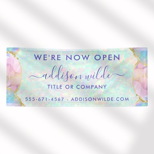 Opal Gemstone Pastel Iridescent Modern Business Spandoek