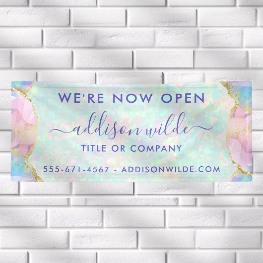 Opal Gemstone Pastel Iridescent Modern Business Spandoek