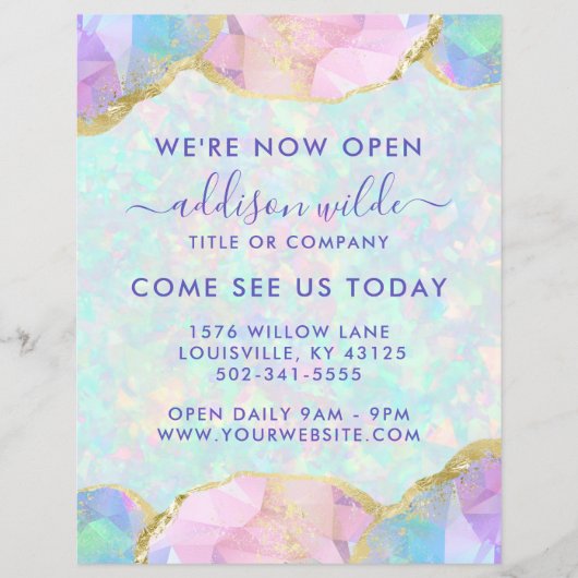 Opal Gemstone Pastel Modern Business Opening Flyer (Voorkant)
