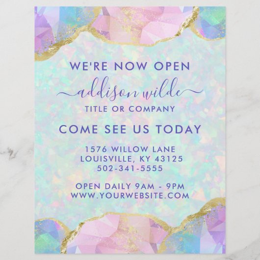 Opal Gemstone Pastel Modern Business Opening Flyer (Achterkant)