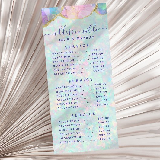 Opal Gemstone Pastel Modern Price List Rack Kaart