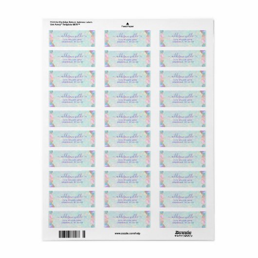Opal gemstone Pastel Modern Return Address Label (Full Sheet)