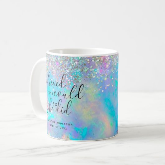 Opal Glitter dacht dat ze Afstuderen kon maken Koffiemok (Voorkant links)