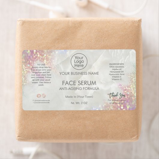 Opal Glitter Face and Hair Serum Label (Insitu)