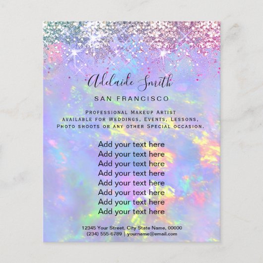 Opal glitter FAUX holografie Flyer (Voorkant)