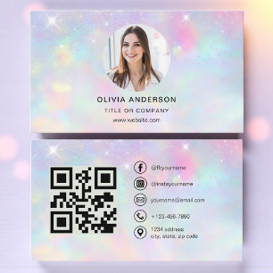 Opal Glitter Foto met QR Code Social Media Visitekaartje