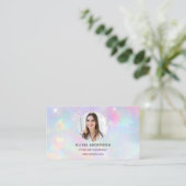 Opal Glitter Foto met QR Code Social Media Visitekaartje (Staand voorkant)