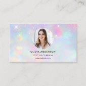 Opal Glitter Foto met QR Code Social Media Visitekaartje (Voorkant)