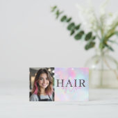 Opal Glitter Haarstylist Foto QR Code Visitekaartje (Staand voorkant)