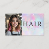 Opal Glitter Hair Stylist Photo QR Code  Visitekaartje (Voorkant)