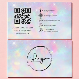 Opal Glitter Minimalistische QR-code Visitekaartje