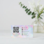 Opal Glitter Minimalistische QR-code Visitekaartje (Staand voorkant)