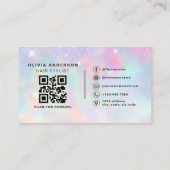 Opal Glitter QR Code Haarstylist Modern Visitekaartje (Achterkant)