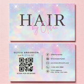 Opal Glitter QR Code Hair Stylist Modern Visitekaartje