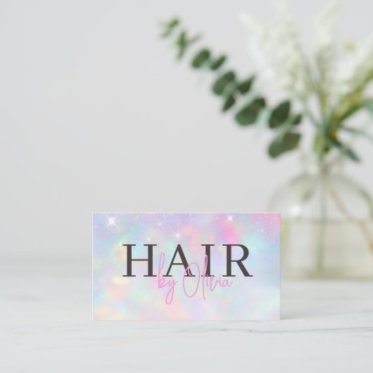 Opal Glitter QR Code Hair Stylist Modern Visitekaartje (Staand voorkant)