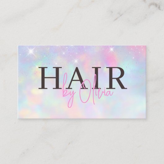 Opal Glitter QR Code Hair Stylist Modern Visitekaartje (Voorkant)